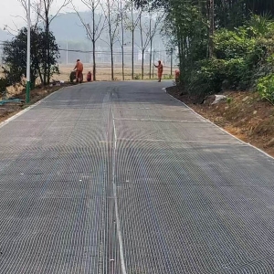 玄武岩土工格栅施工现场